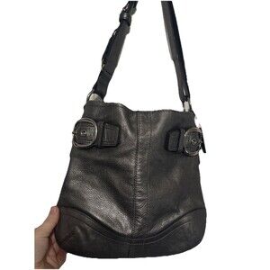 Vtg COACH 1453 Soho Slim Duffle Gray Leather Buckle Shoulder Crossbody Bag Y2K